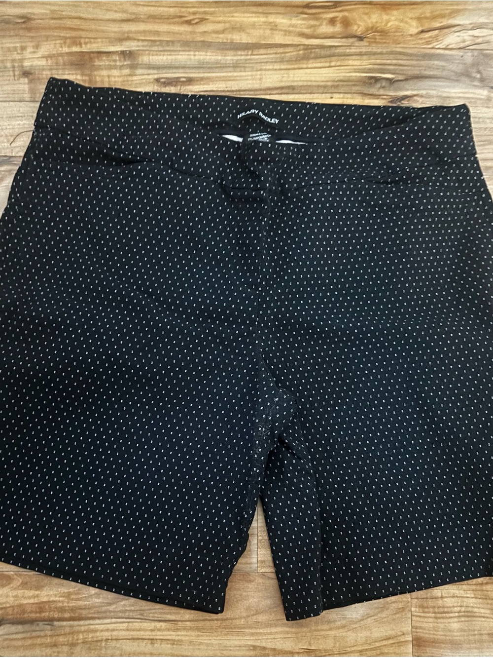 Hilary Radley Black Shorts with White Micro Dot Pattern